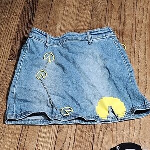 Justice Blue Denim Skirt with Yellow Accents